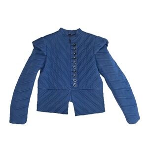 Burberry Jacket Women's 6 Indigo Blue Quilted Runway Made In Italy 40 NEW